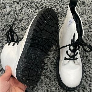 White Leather Combat Boots